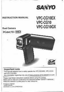 Sanyo Xacti VPC CG 10 manual. Camera Instructions.